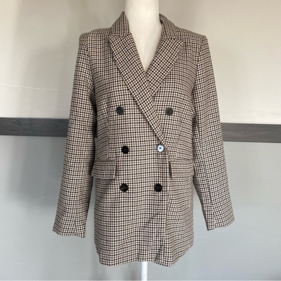 Joie Jackets & Blazers - JOIE women’s houndstooth double breasted blazer jacket two pockets